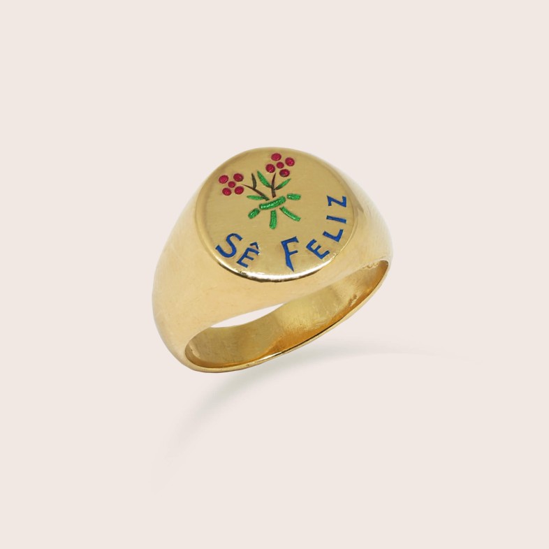 19.2K Gold "Be Happy" Ring | Lembran�a