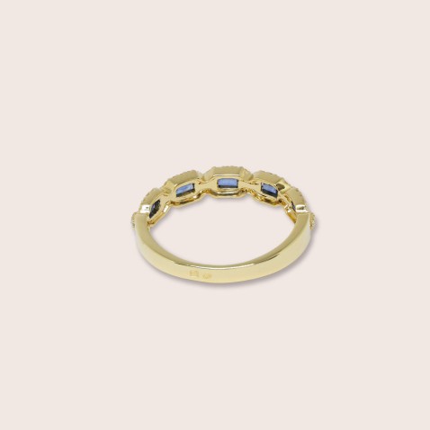 19.2K Gold Engagement Ring with Sapphires and Diamonds | Cores Preciosas