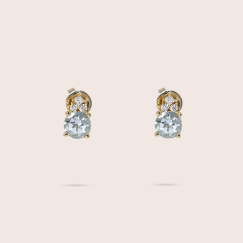 19.2K Gold Earrings with Aquamarine and Diamonds | Blue Sea