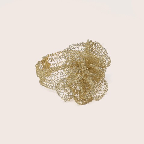 Gold-plated Sterling Silver Wide Cuff Bracelet | Crochet
