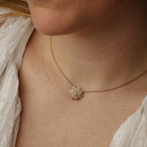 19.2K Gold Filigree Necklace with Diamond | 100% Handmade Filigree
