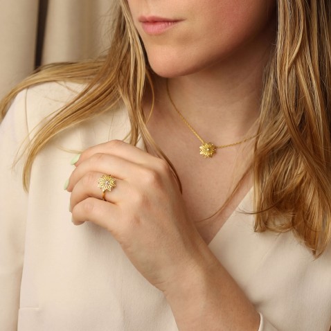 19.2K Gold Filigree Ring with Diamond | 100% Handmade Filigree