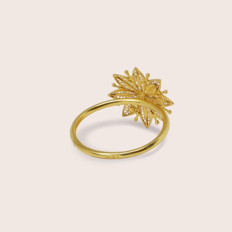 19.2K Gold Filigree Ring with Diamond | 100% Handmade Filigree