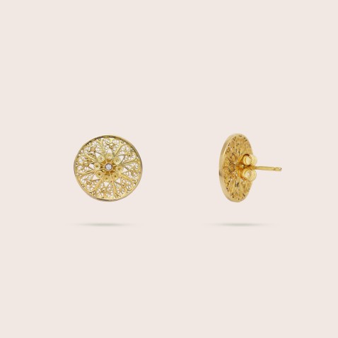 19.2K Gold Filigree Earrings with Diamond | 100% Handmade Filigree
