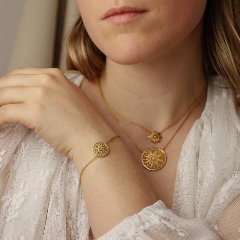 19.2K Gold Filigree Bracelet with Diamond | 100% Handmade Filigree
