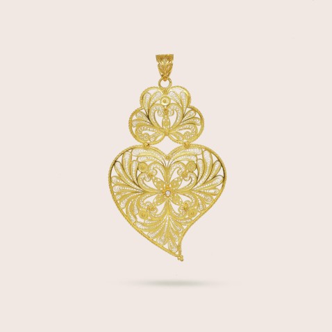 Viana Heart Pendant in 19.2K Gold | 100% Handmade Filigree