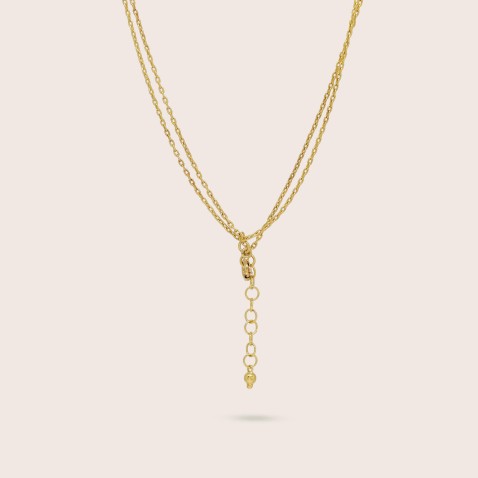 Double Filigree Necklace in 19.2K Gold with Diamonds | 100% Handmade Filigree