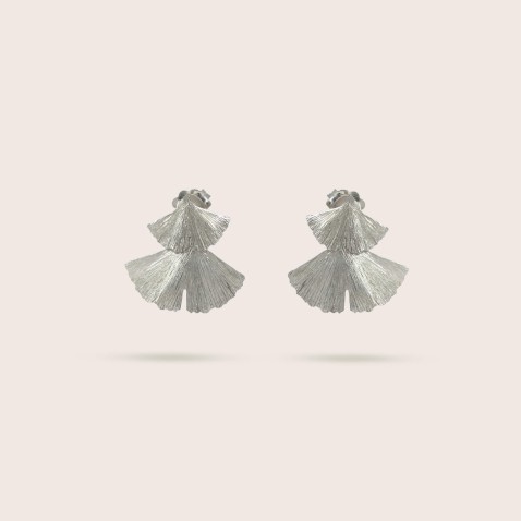Brincos Prata R�dio | Ginkgo Folha Dupla
