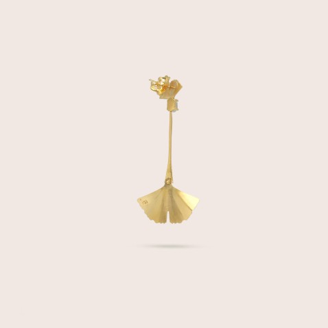 Gold Plated Silver Earrings | Ginkgo Minimal Leaf