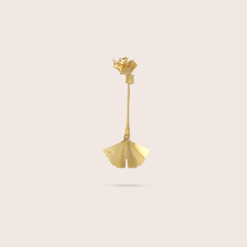 Gold Plated Silver Earrings | Ginkgo Minimal Leaf
