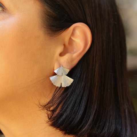 Brincos Prata R�dio | Ginkgo Folha Dupla