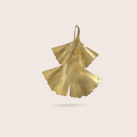 Brincos Prata Dourada | Ginkgo Folha Dupla