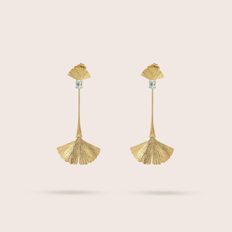 Gold Plated Silver Earrings | Ginkgo Minimal Leaf