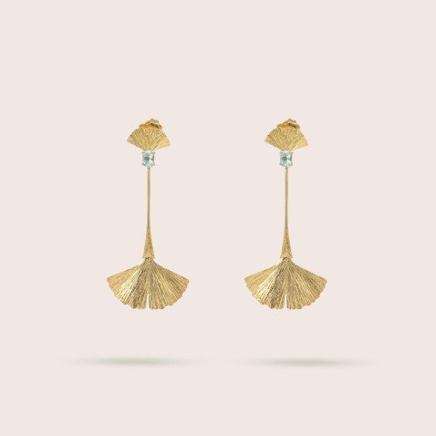 Gold Plated Silver Earrings | Ginkgo Minimal Leaf