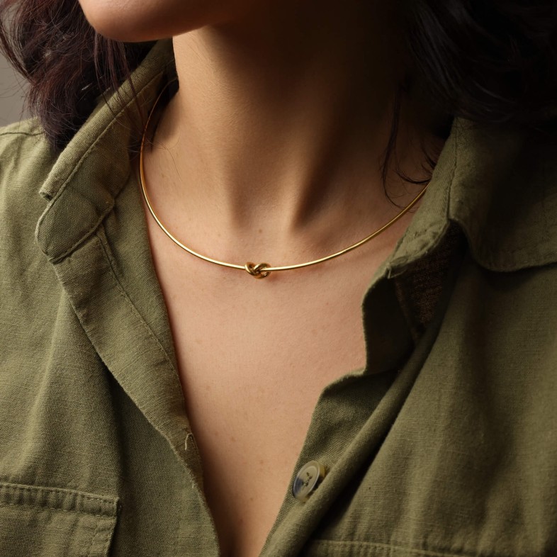 Adjustable Gold Plated Silver Necklace | Knot