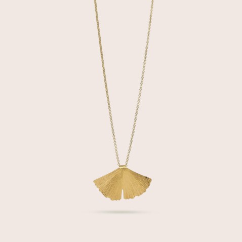 Gold Plated Sterling Silver 925 Pendant | Ginkgo Leaf