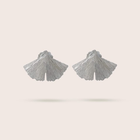 Rhodium Silver Earrings | Classic Ginkgo Leaf