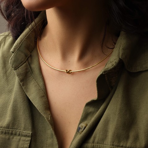 Adjustable Gold Plated Silver Necklace | Knot