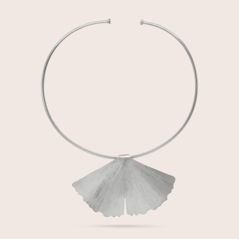 Sterling Silver Pendant | Sculptural Ginkgo Leaf