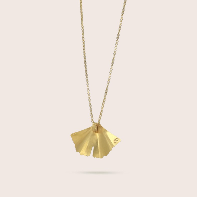 Gold Plated Sterling Silver 925 Pendant | Ginkgo Leaf