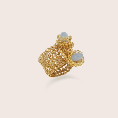 Gold-Plated Silver and Chalcedony Ring | Crochet