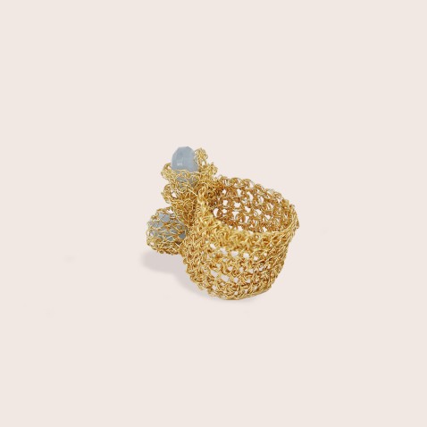 Gold-Plated Silver and Chalcedony Ring | Crochet