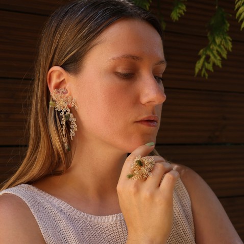 Gold-Plated Silver and Jade Ring | Crochet