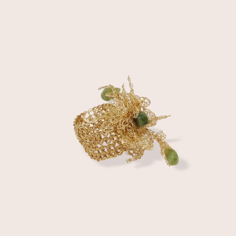Gold-Plated Silver and Jade Ring | Crochet