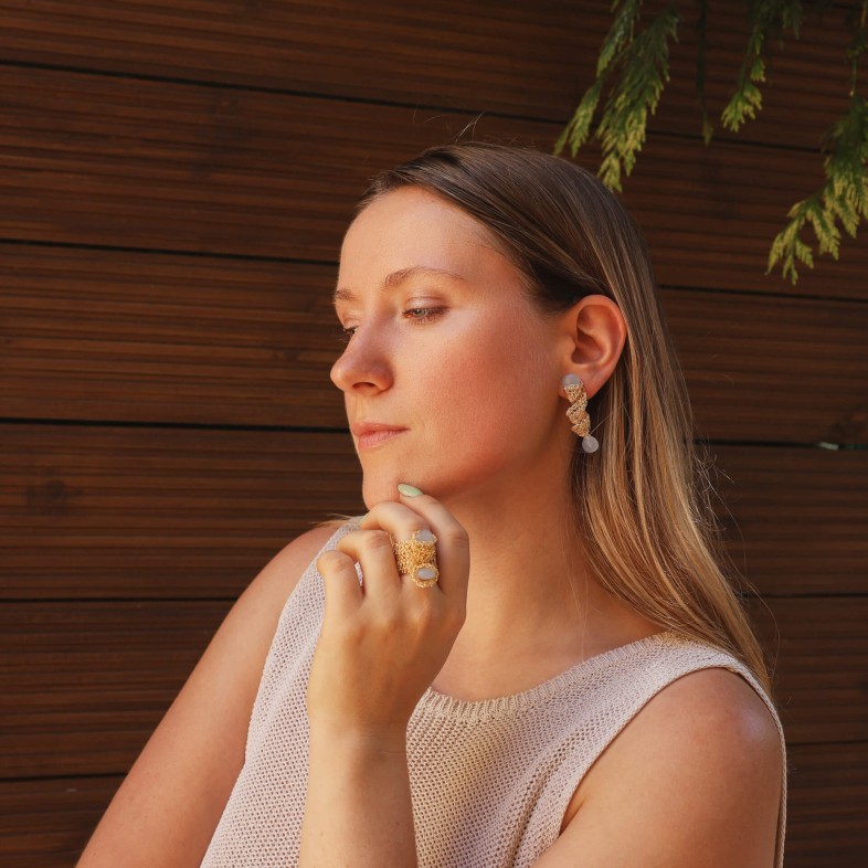 Gold-Plated Silver and Chalcedony Ring | Crochet
