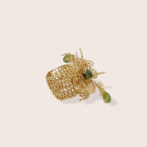 Gold-Plated Silver and Jade Ring | Crochet