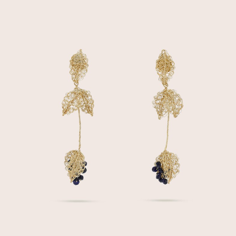 Gold-Plated Silver and Sapphire Earrings | Crochet