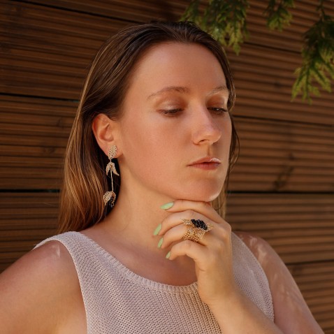 Gold-Plated Silver and Sapphire Earrings | Crochet