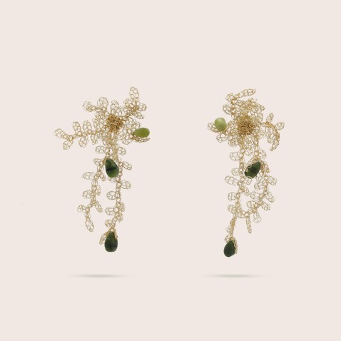 Gold-Plated Silver and Jade Earrings | Crochet