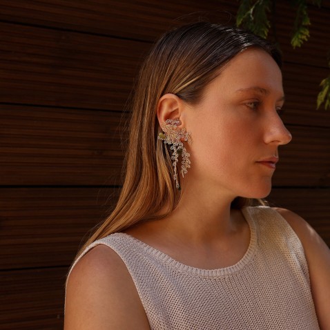 Gold-Plated Silver and Jade Earrings | Crochet