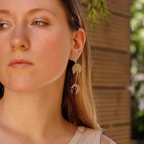 Gold-Plated Silver and Sapphire Earrings | Crochet
