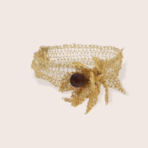 Gold-Plated Silver and Amethyst Bracelet | Crochet