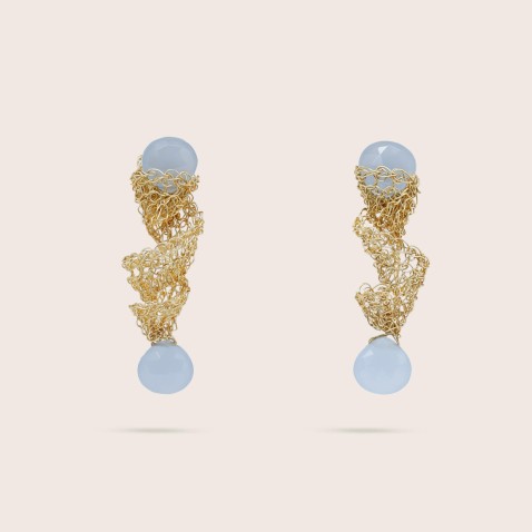 Gold-Plated Silver and Chalcedony Earrings | Crochet