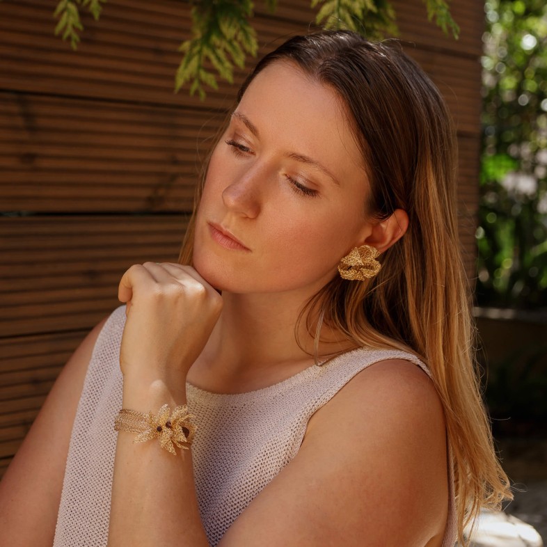 Gold-Plated Silver and Amethyst Bracelet | Crochet