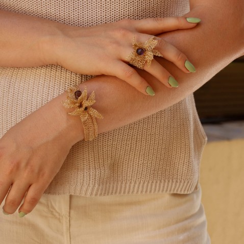 Gold-Plated Silver and Amethyst Bracelet | Crochet