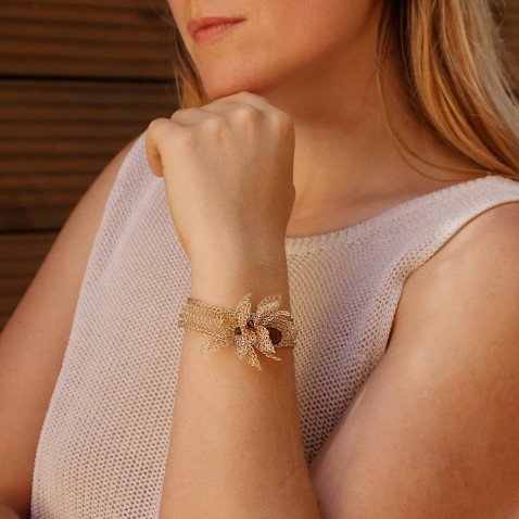 Gold-Plated Silver and Amethyst Bracelet | Crochet