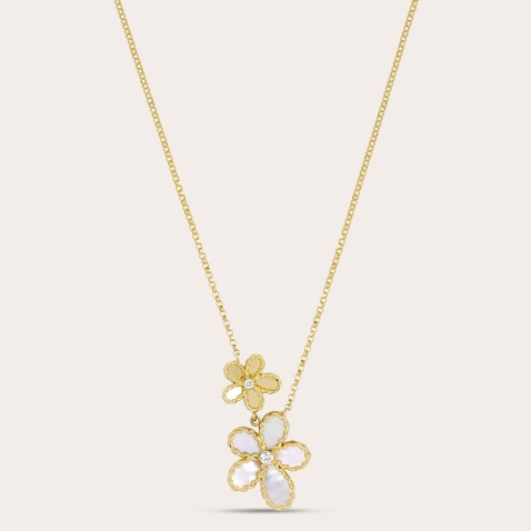 Necklace in 18k gold  Diamonds & Mother of Pearl | Jasmine