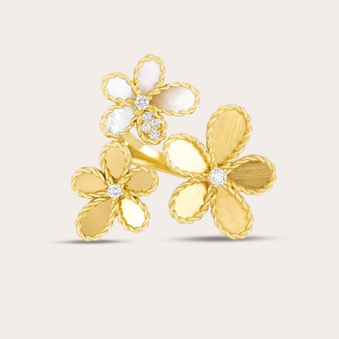 Ring 18k gold diamonds and mother of pearl | Jasmine