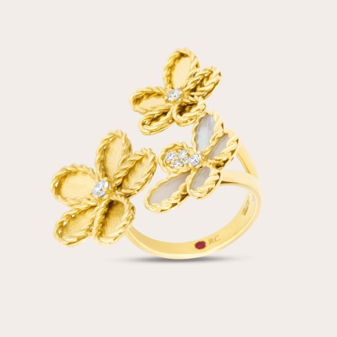 Ring 18k gold diamonds and mother of pearl | Jasmine
