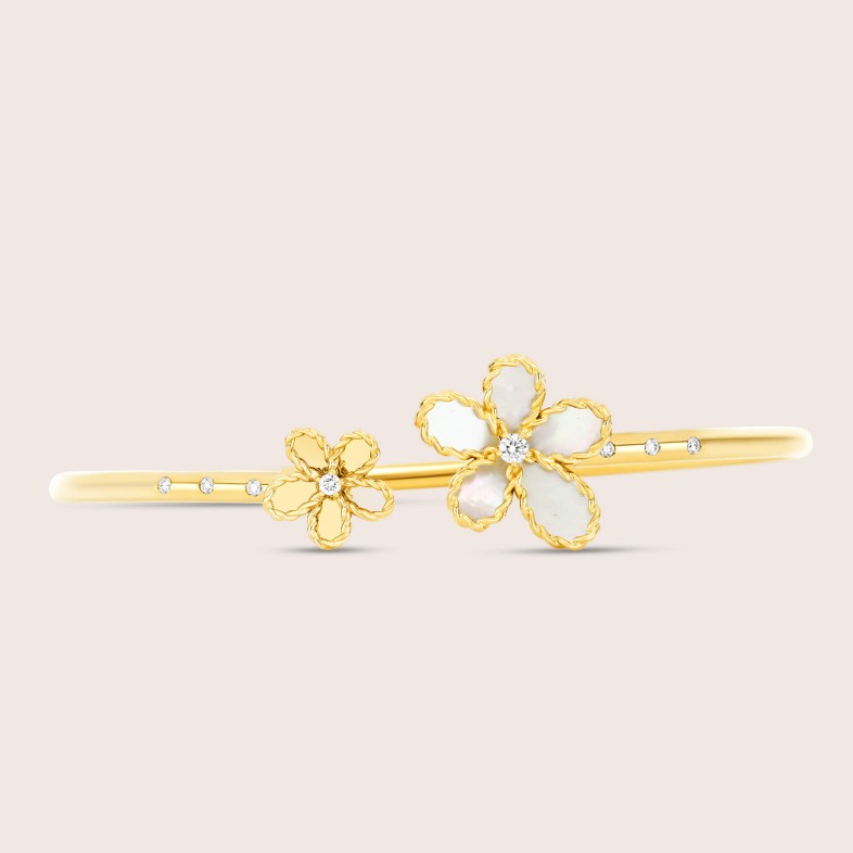 Bangle in 18k Gold Diamonds & Mother of Pearl | Jasmine