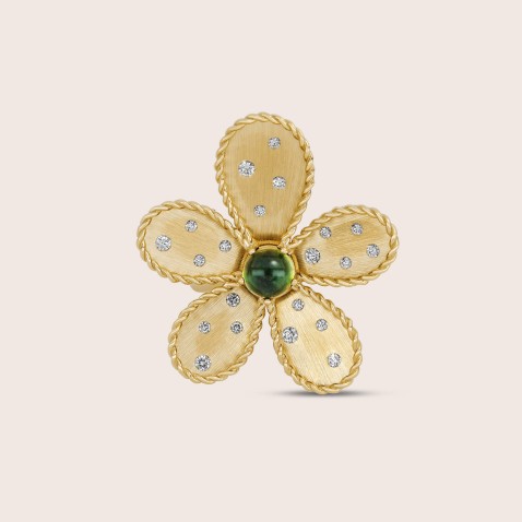 Gold 18k Ring Diamonds & Green Tourmaline | Jasmine