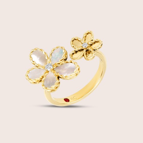Ring in 18k gold Diamonds & Mother of Pearl | Jasmine