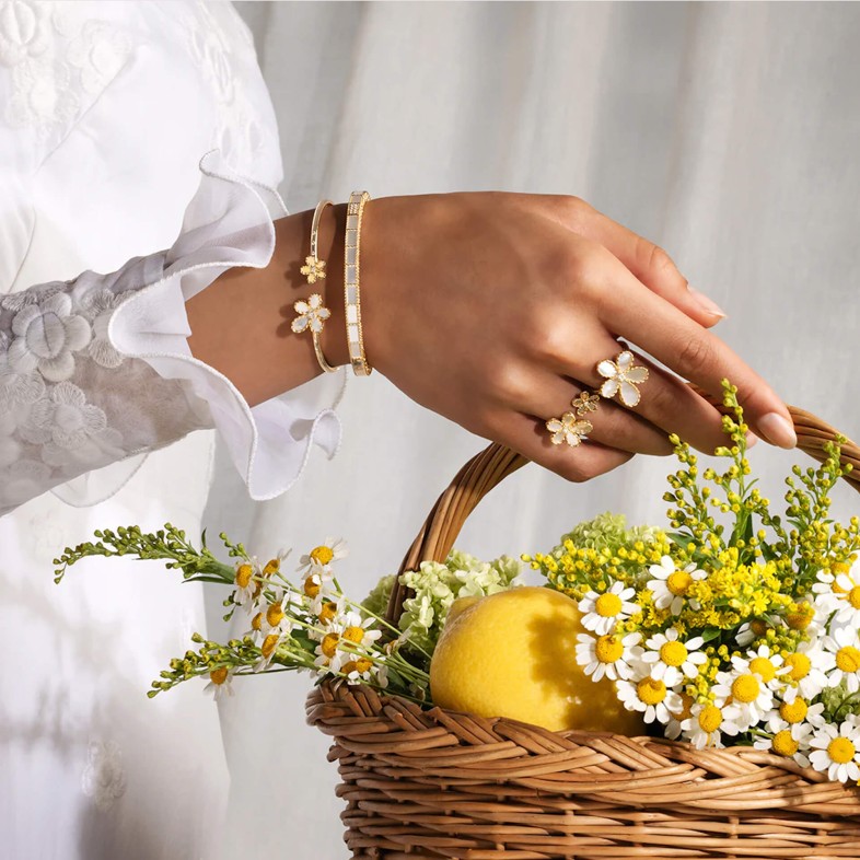 Ring in 18k gold Diamonds & Mother of Pearl | Jasmine
