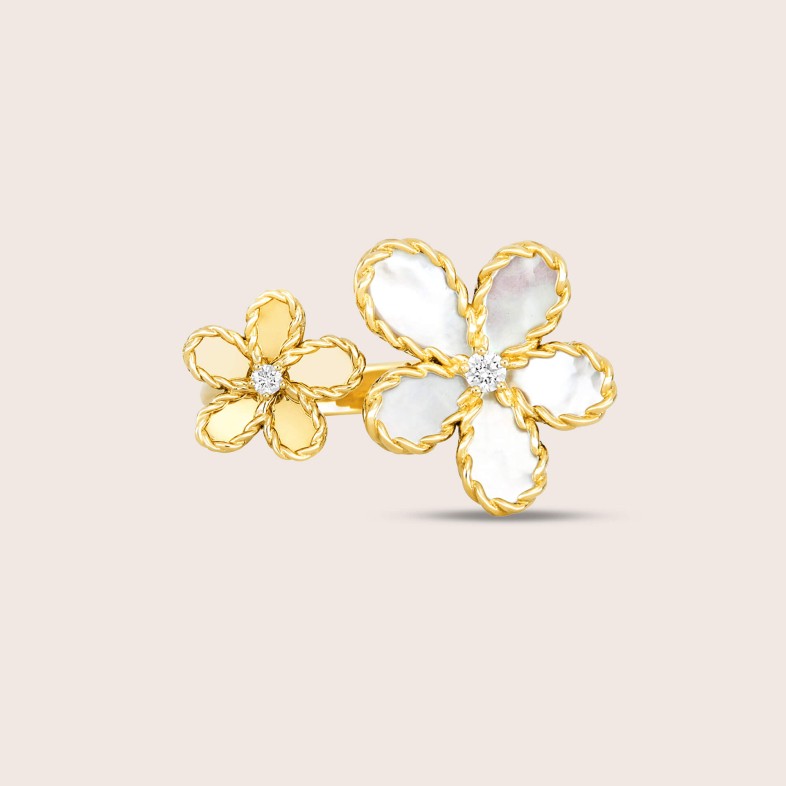Ring in 18k gold Diamonds & Mother of Pearl | Jasmine