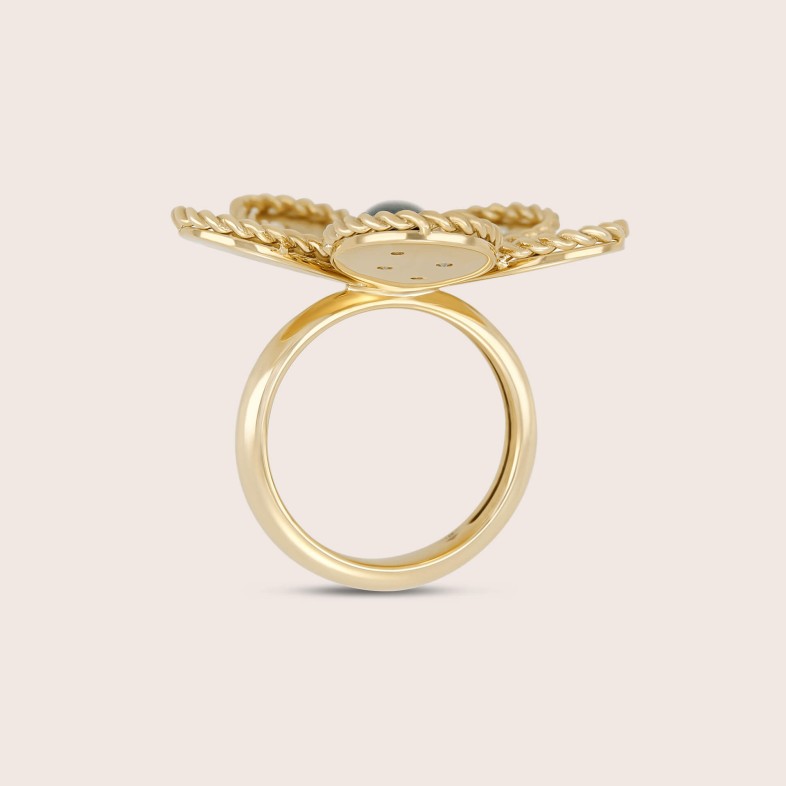 Gold 18k Ring Diamonds & Green Tourmaline | Jasmine