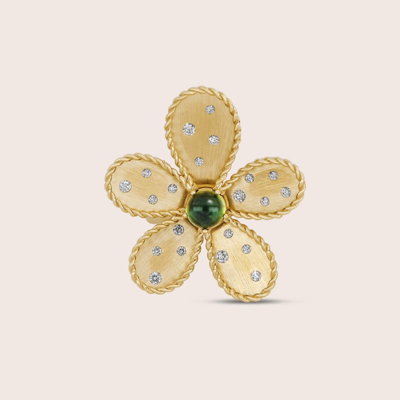 Gold 18k Ring Diamonds & Green Tourmaline | Jasmine
